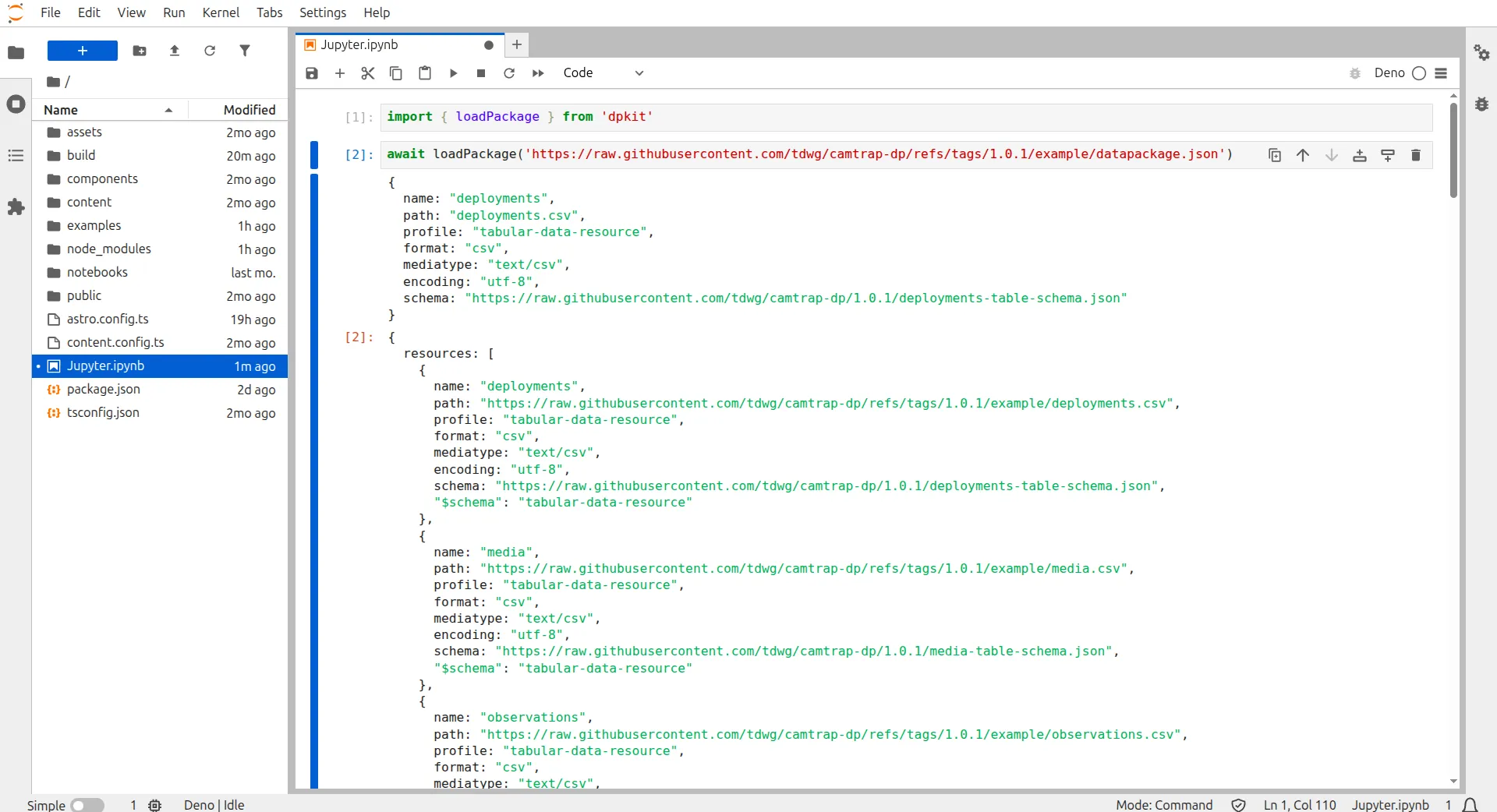 Fairspec TypeScript in Jupyter Notebooks